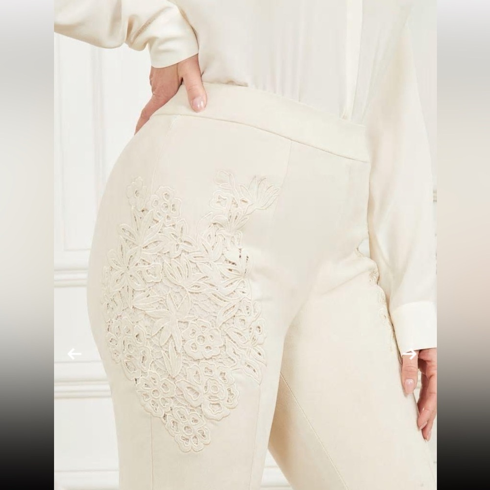 Marciano Embroidered Faux Suede Pants - Size L